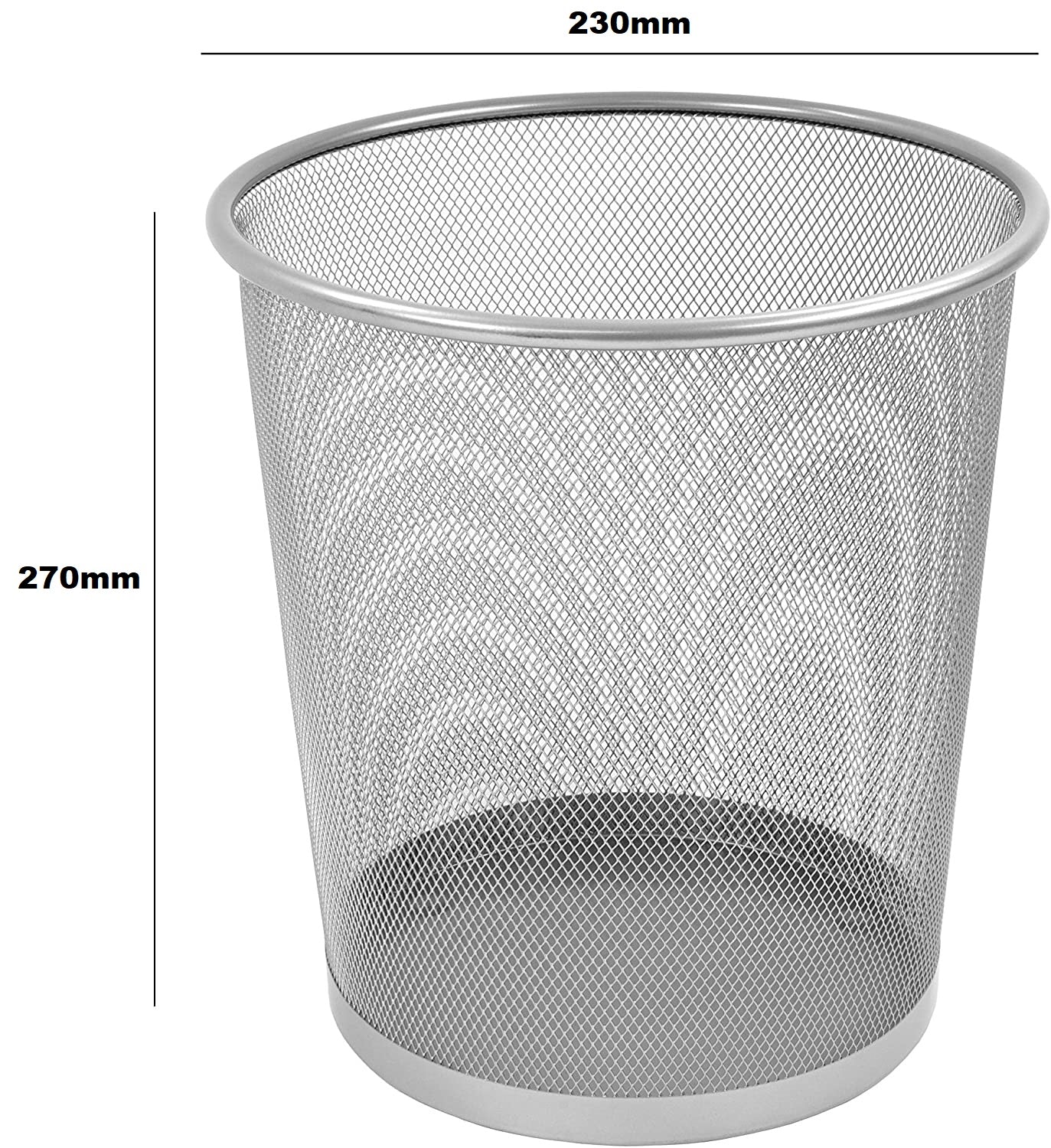 10'' Metal Mesh Silver Wire Bin Rubbish Paper Waste Home Office Bedroom Sturdy