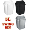 5L Plastic Bin Swing Top Lid Waste Paper Bathroom Kitchen Home Office Basket UK