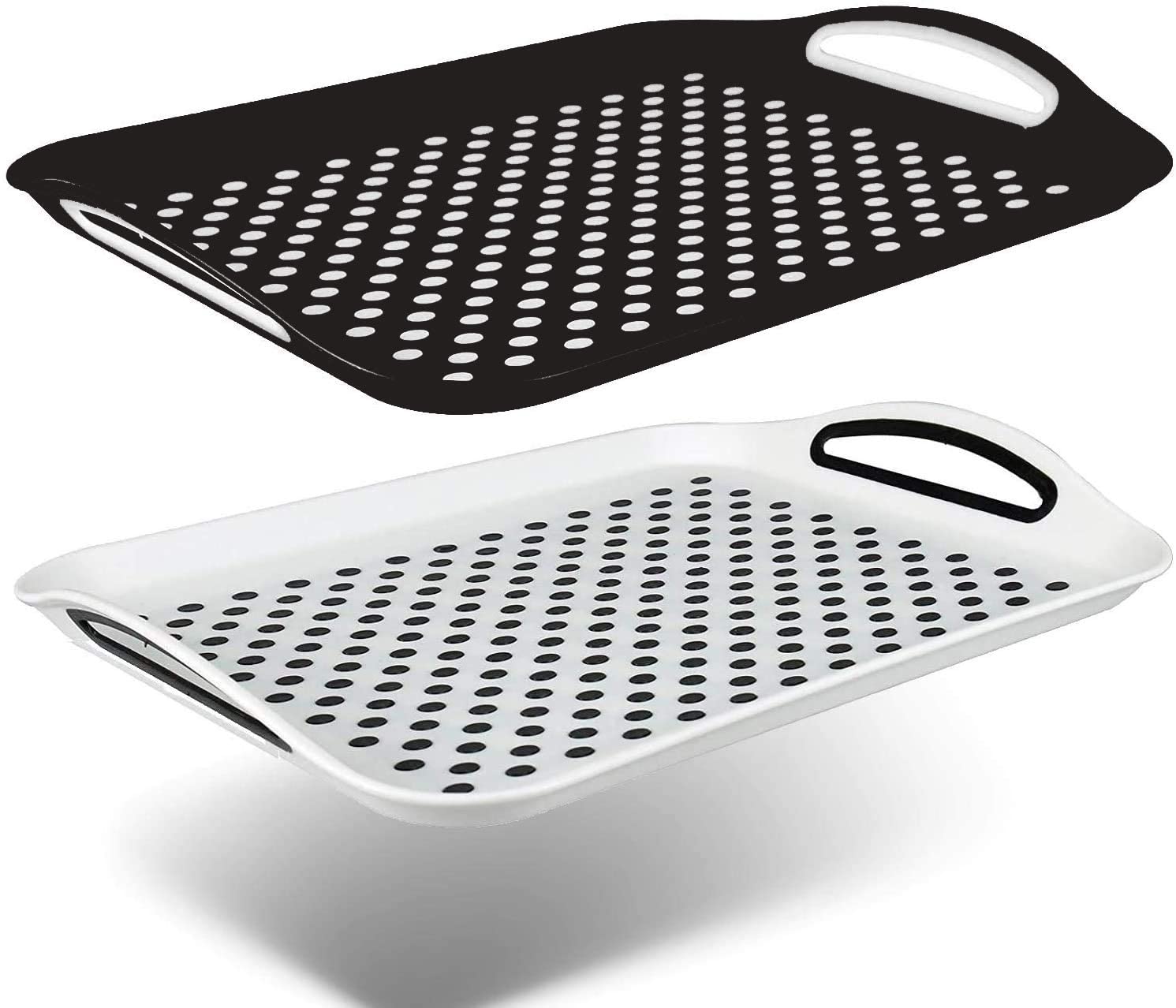 Extra Large Anti-Slip Plastic Serving Tray With High Non Grip Rubber Surface UK