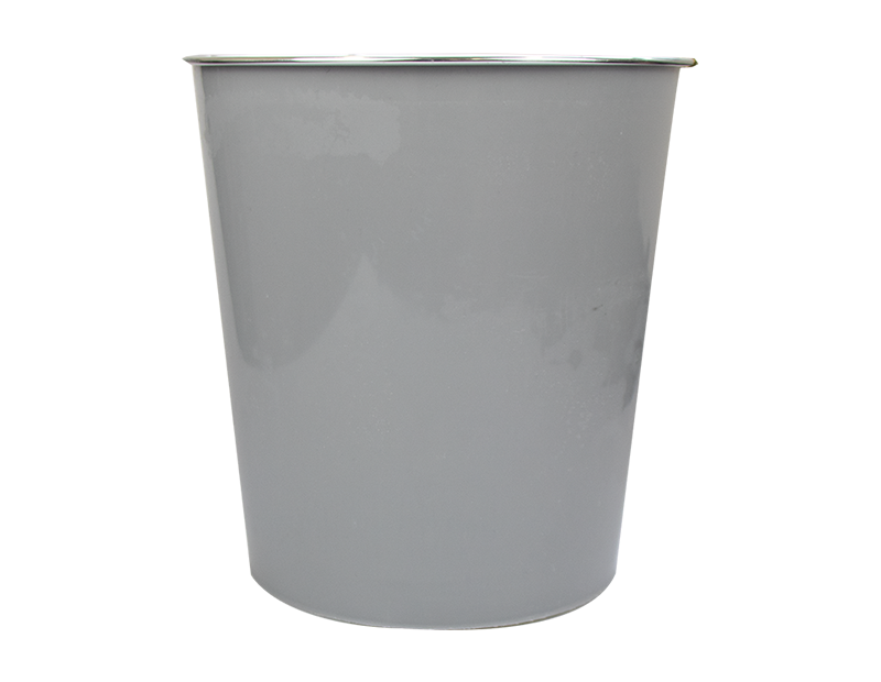 6L 23cm Plain Plastic Waste Paper Bin Metallic Rim RoomKitchen Bathroom Office