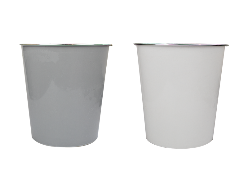 6L 23cm Plain Plastic Waste Paper Bin Metallic Rim RoomKitchen Bathroom Office