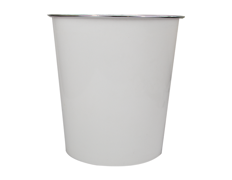 6L 23cm Plain Plastic Waste Paper Bin Metallic Rim RoomKitchen Bathroom Office