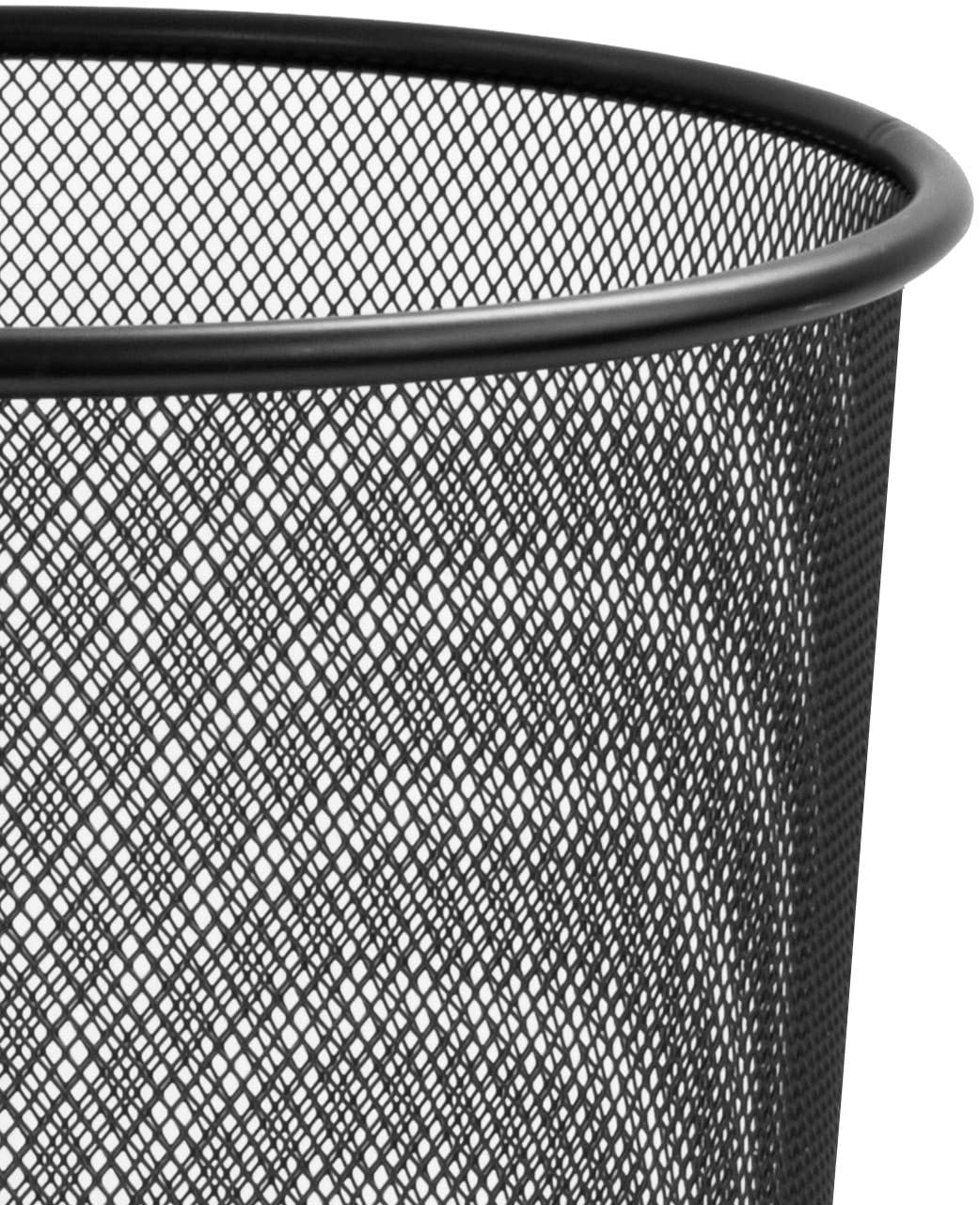 10'' Metal Mesh Black Wire Bin Rubbish Paper Waste Home Office Bedroom Sturdy