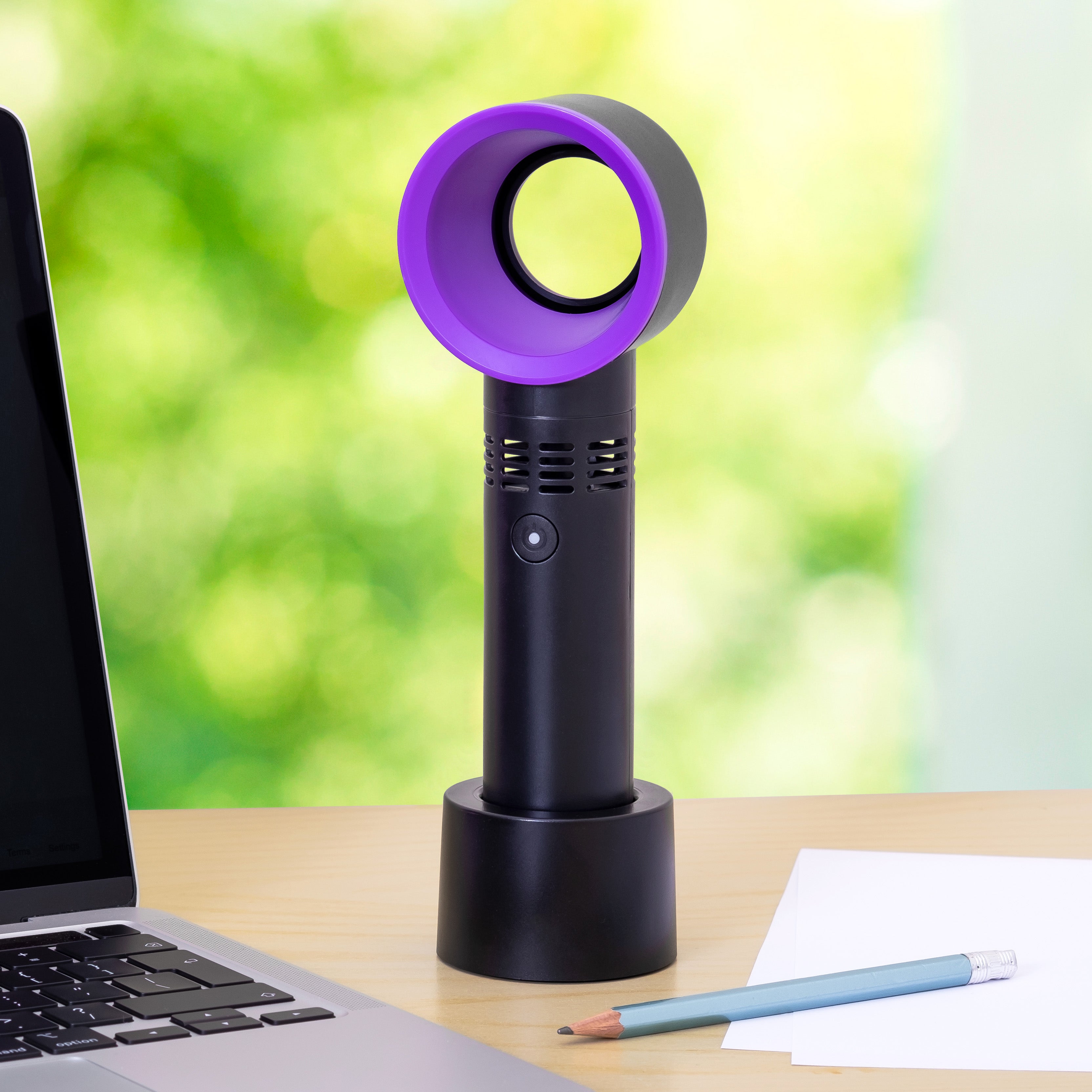 Handheld or Desktop Bladeless Fan Rechargeable Battery 360° Portable Cooling