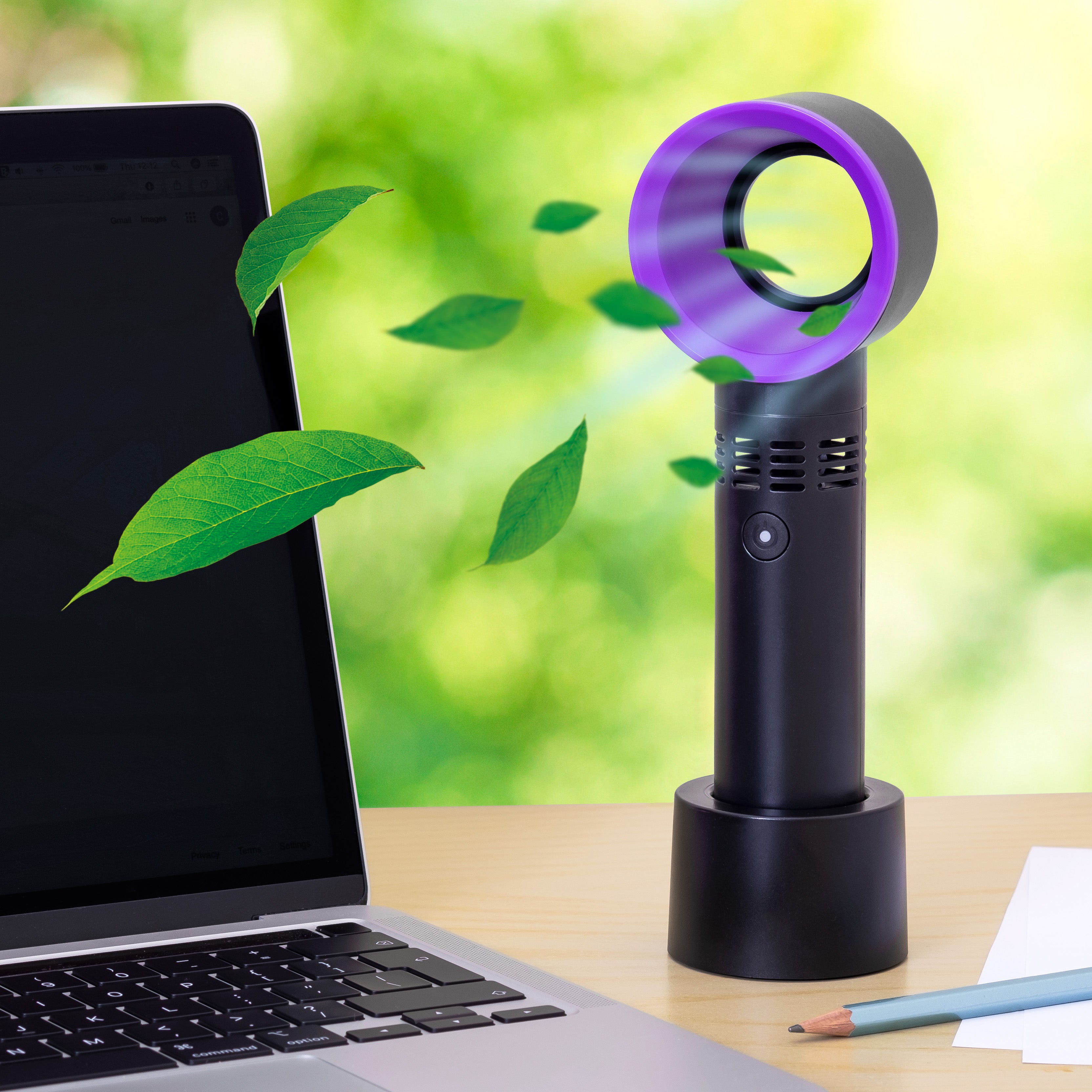 Handheld or Desktop Bladeless Fan Rechargeable Battery 360° Portable Cooling