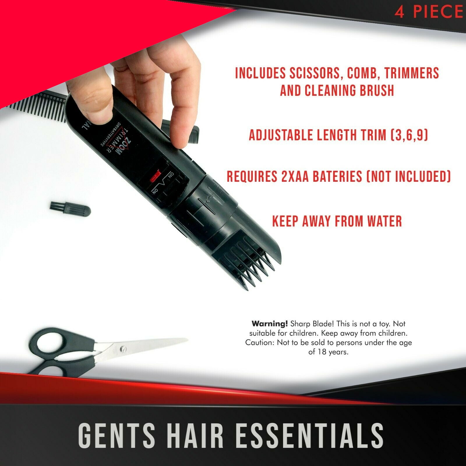 Hair and Beard Grooming Cutting Kit Trimmer Scissors Clipper Trim Cut Cordless