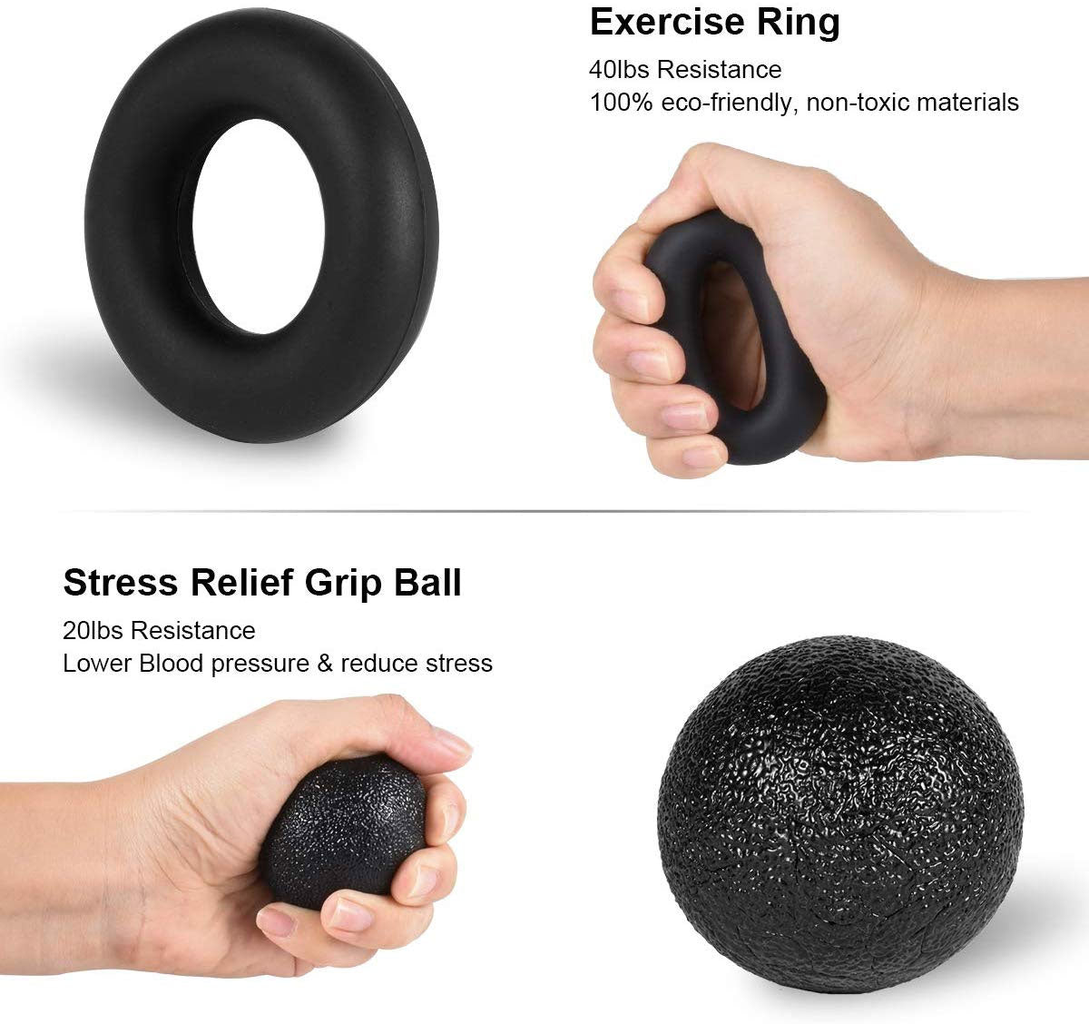 5PC Hand Grip Strengthener Set Wrist Finger Forearm Exercise Resistance Grip Kit