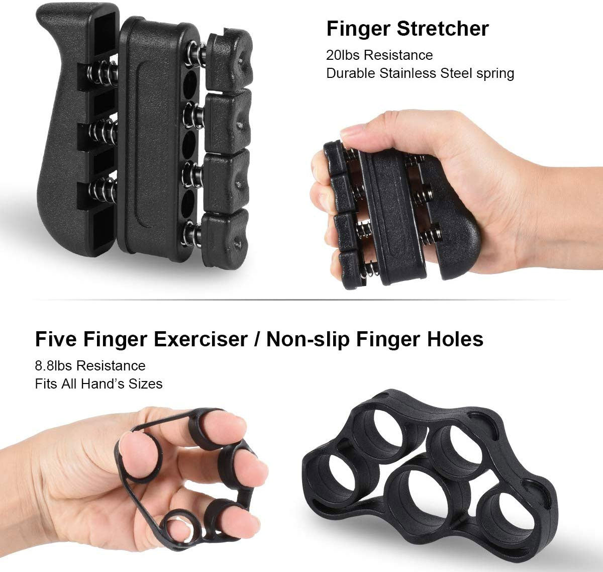 5PC Hand Grip Strengthener Set Wrist Finger Forearm Exercise Resistance Grip Kit