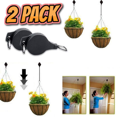 2 X Retractable Plant Hanging Basket Pulley Hang Flowers Plants Decoration