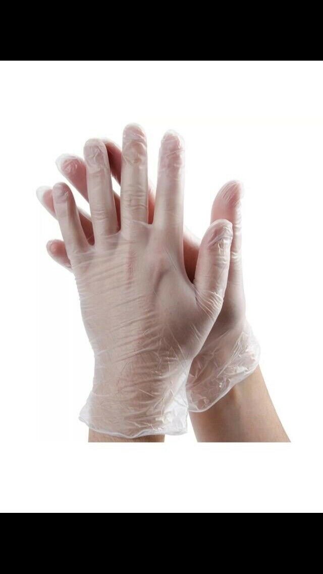 100 Vinyl Gloves Medical Disease Germs Powder Free Protection Hygiene Disposable