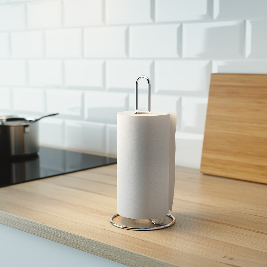 Chrome Free Standing Kitchen Roll Paper Towel Holder Stand Stainless Steel 28cm
