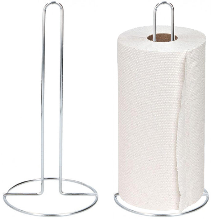 Chrome Free Standing Kitchen Roll Paper Towel Holder Stand Stainless Steel 28cm