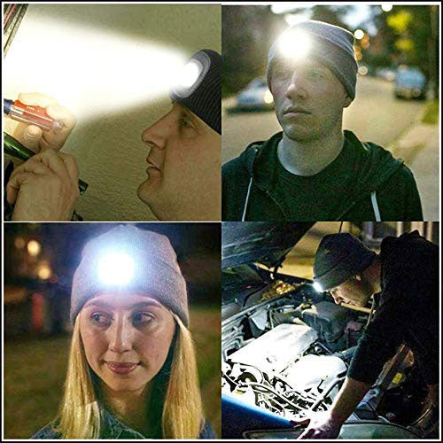 Rechargeable LED Beanie Light Hat USB Battery Thermal Winter Wam Material 5 Hour