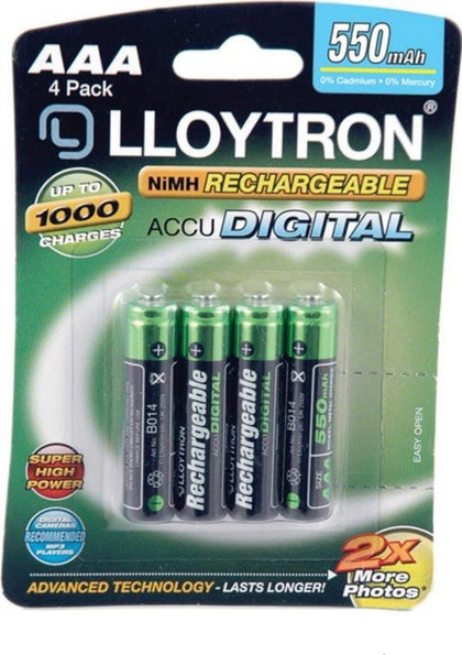 4 x Lloytron 550 mAh AAA Rechargeable Ni-MH Batteries Cordless Phone Remote Toys