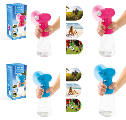 Pink Blue Water Mist Spray Handheld Fan Cooling Battery Sports Home Office 400ml