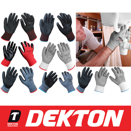 Dekton Ultra Grip Nitrile Coated Working Gloves Workers Plumbers Mechanics