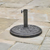 Cast Iron Effect Garden Parasol Base Bronze with Rose Design 9.5kg 45cm Decor