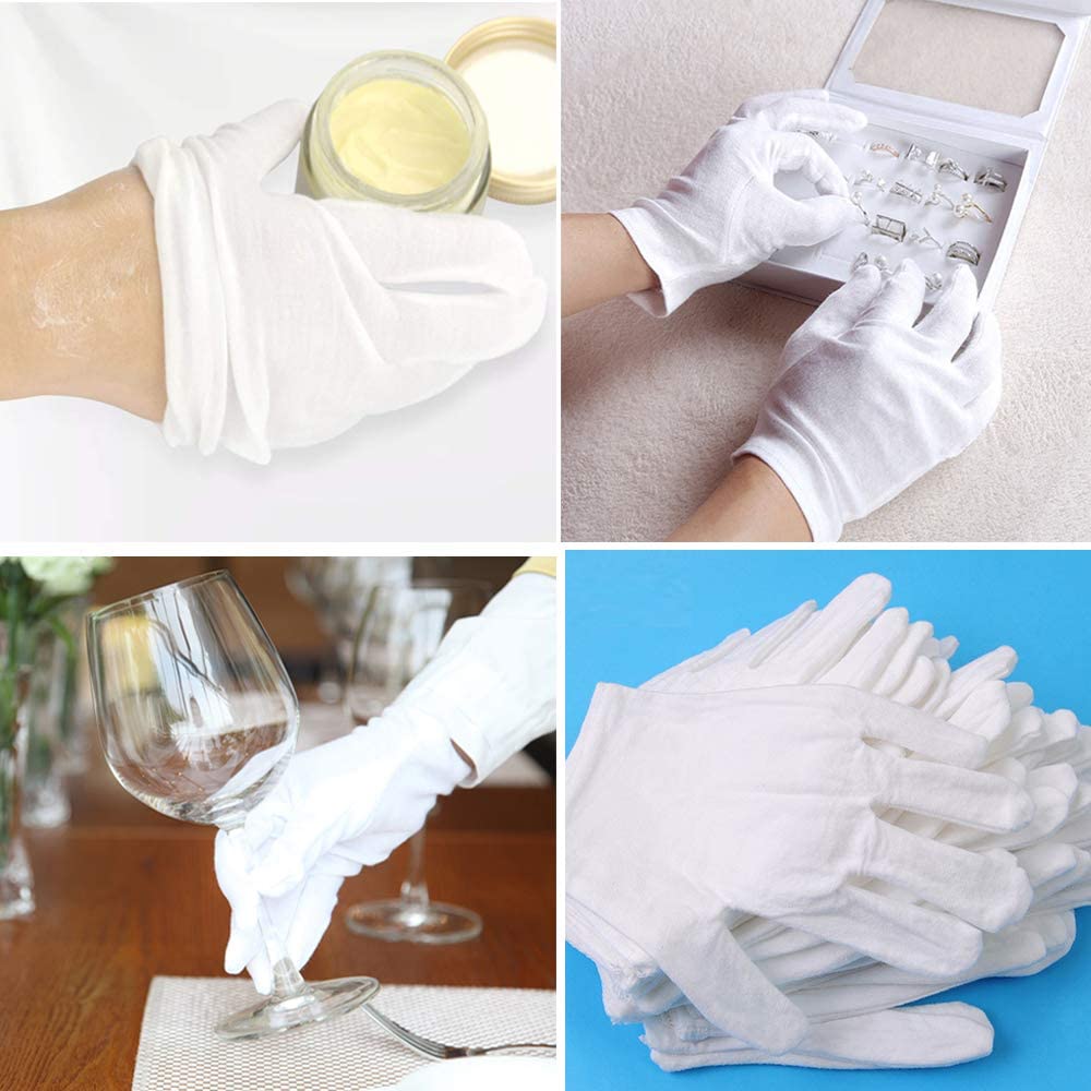 2 Pair Dermatological 100% Cotton Gloves Moisturising Hand Cream Dry Skin Eczema