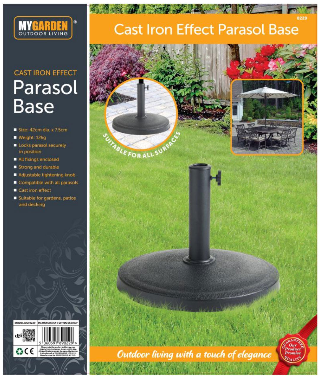 12Kg Heavy Duty Parasol Base Umbrella Concrete Patio Garden Sun Cast Iron Effect