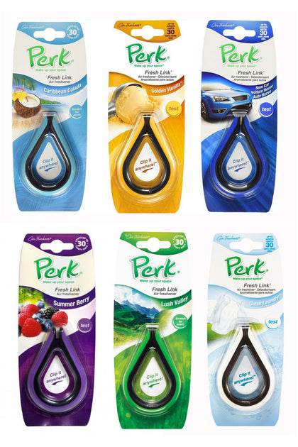 Pack of 6 Perk Fresh Link Air Freshener Car Office Room Van Scent Clip Vent Hang