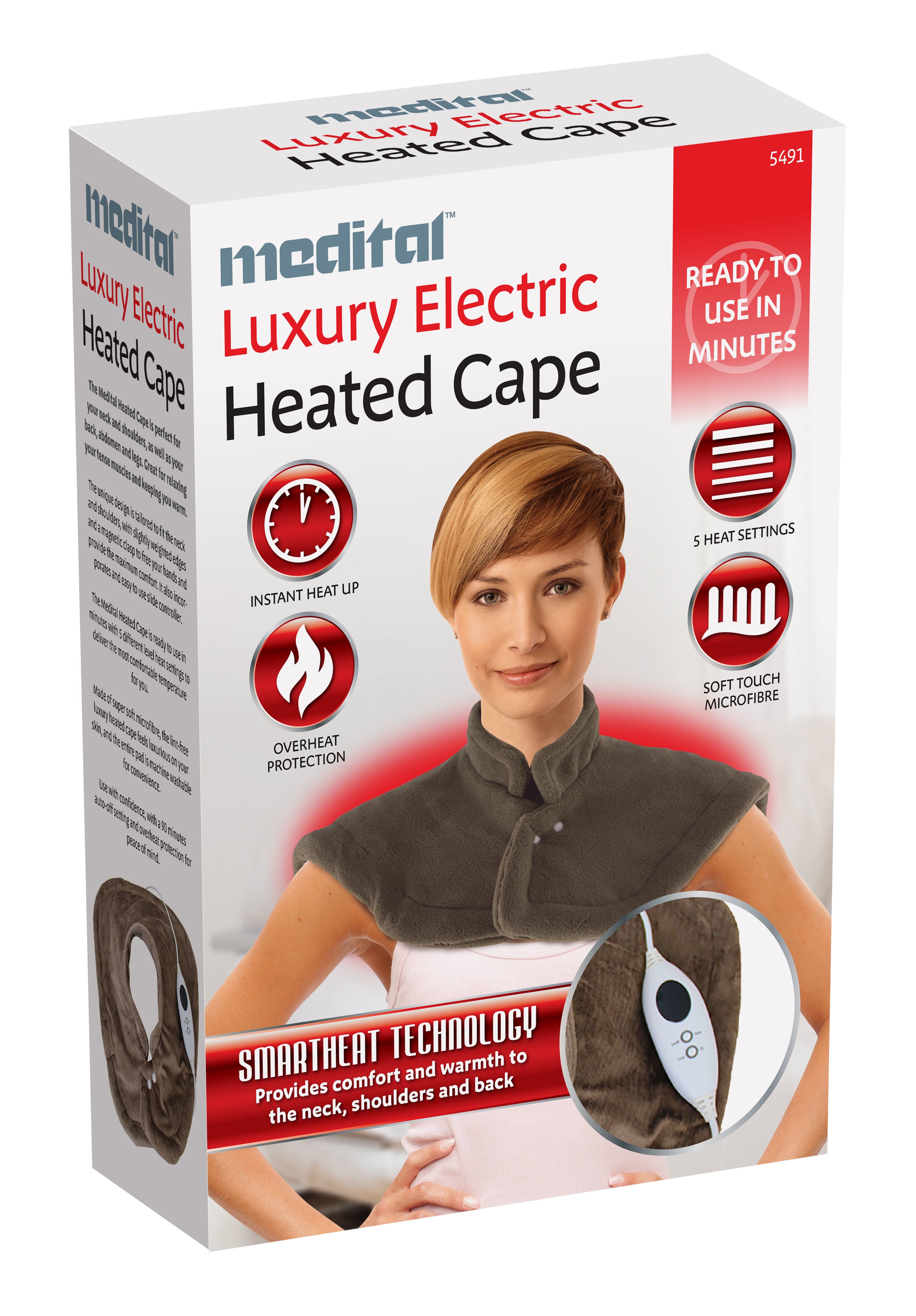 Electric Heated Cape Neck, Shoulder & Back Warmer - Safer than Hot Water Bottle