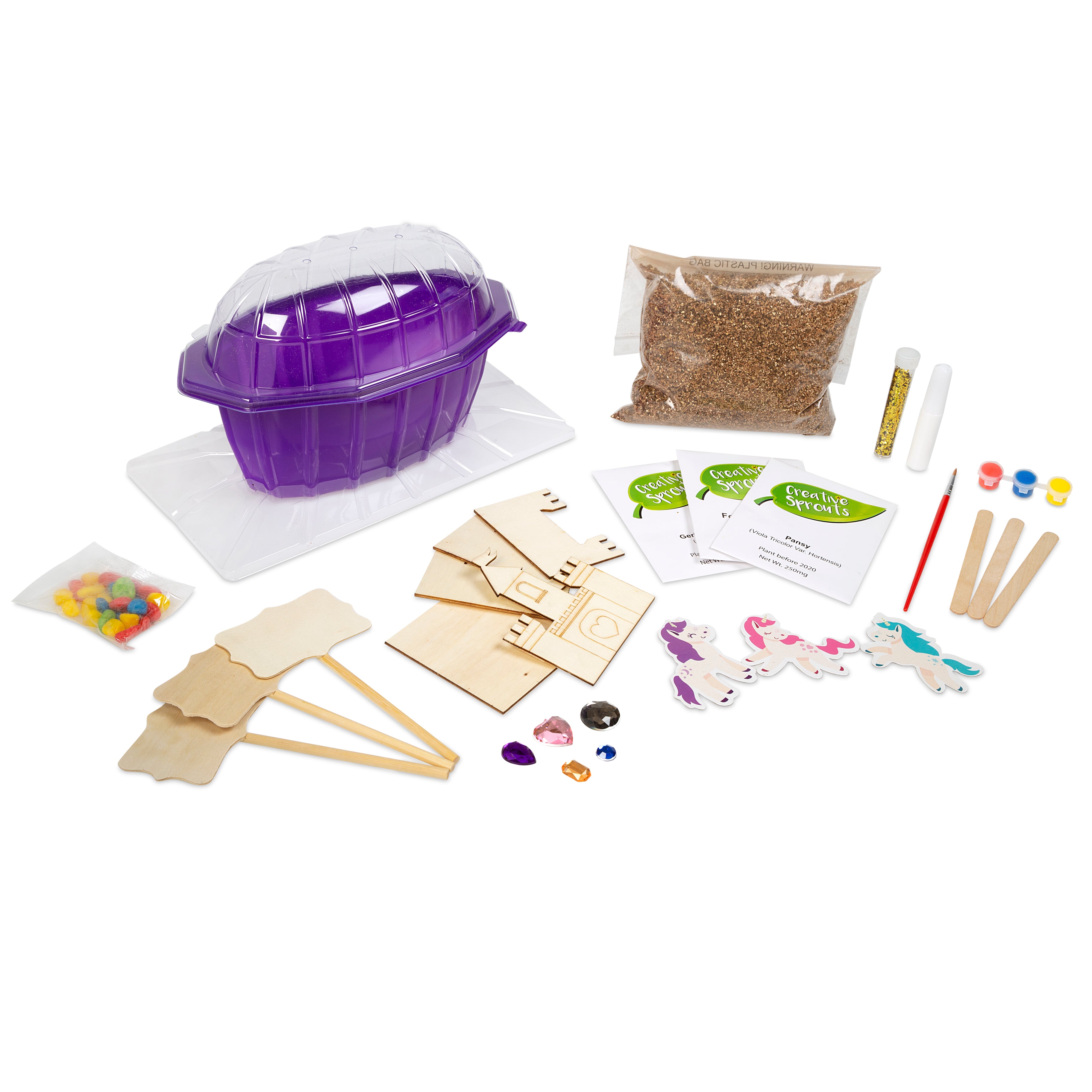 Paint and Grow Your Own Unicorn Garden Planter Paint Glitter Castle Activity Kit