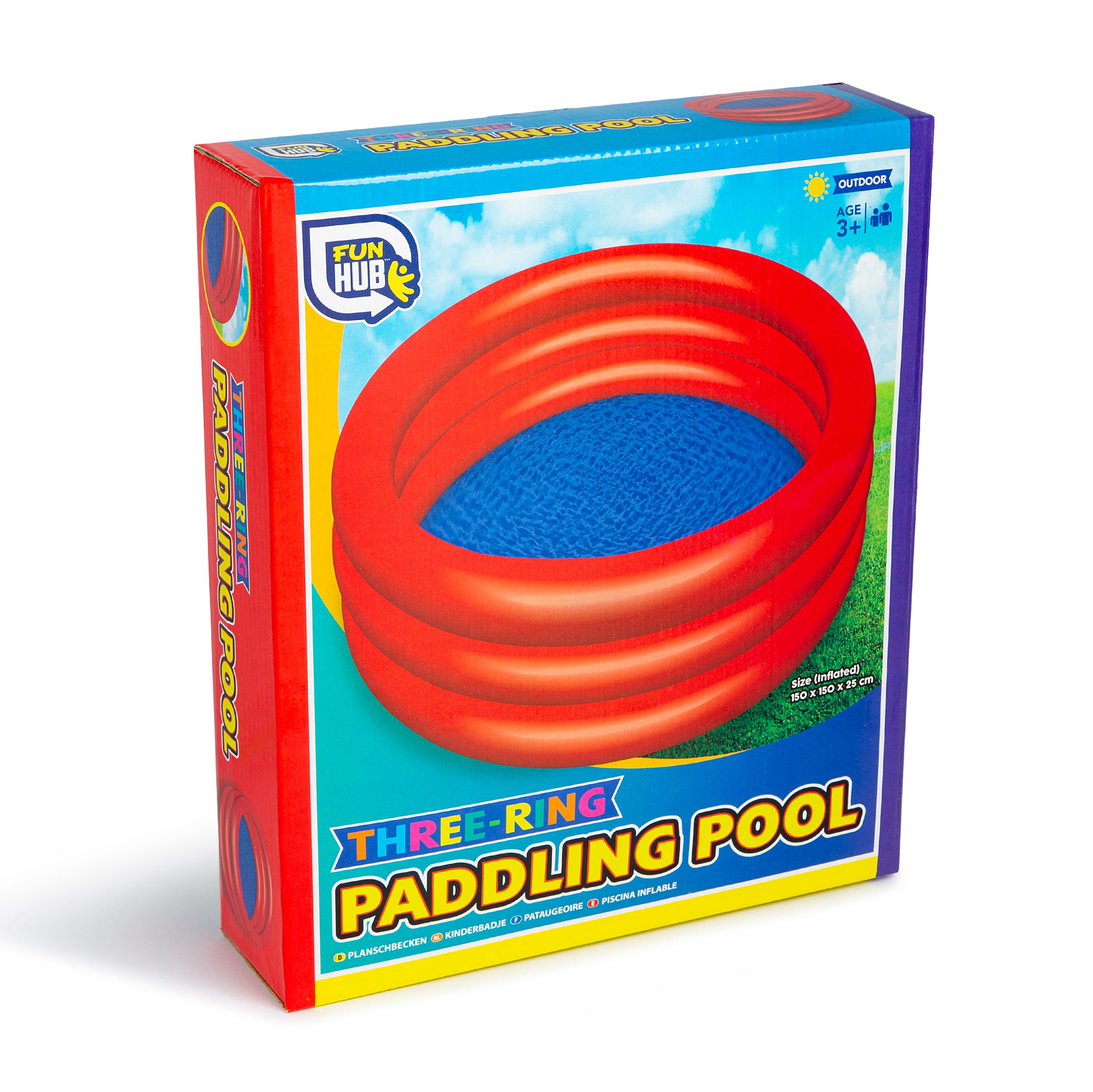 Inflatable 3 Ring Paddling Swimming Pool 150cm Water Toy Toddlers Kids 3+