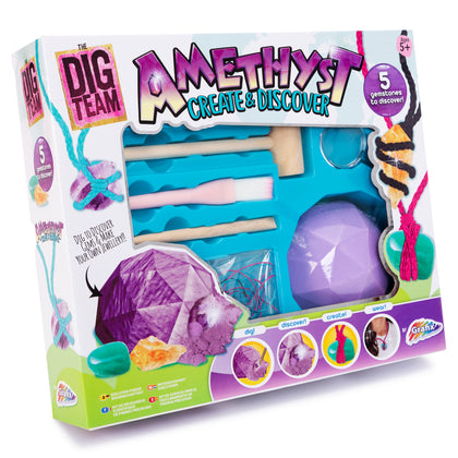 DIG Amethyst Kit Create Discover Excavation Set Gemstones Pearl Jewellery Girls