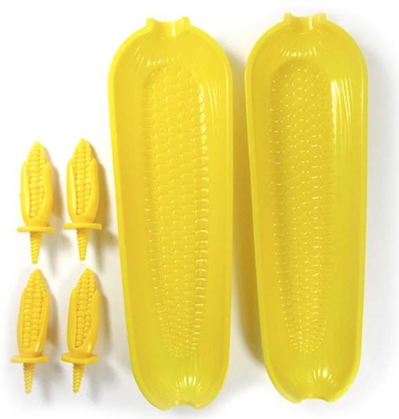 BBQ Corn On The Cob Skewers Tray 6Pcs Set Dishes Server Holder Prongs Forks Part