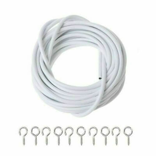 4m White Net Curtain Wire Cord Cable with Hooks and Eyes Fittings Window DoorDIY