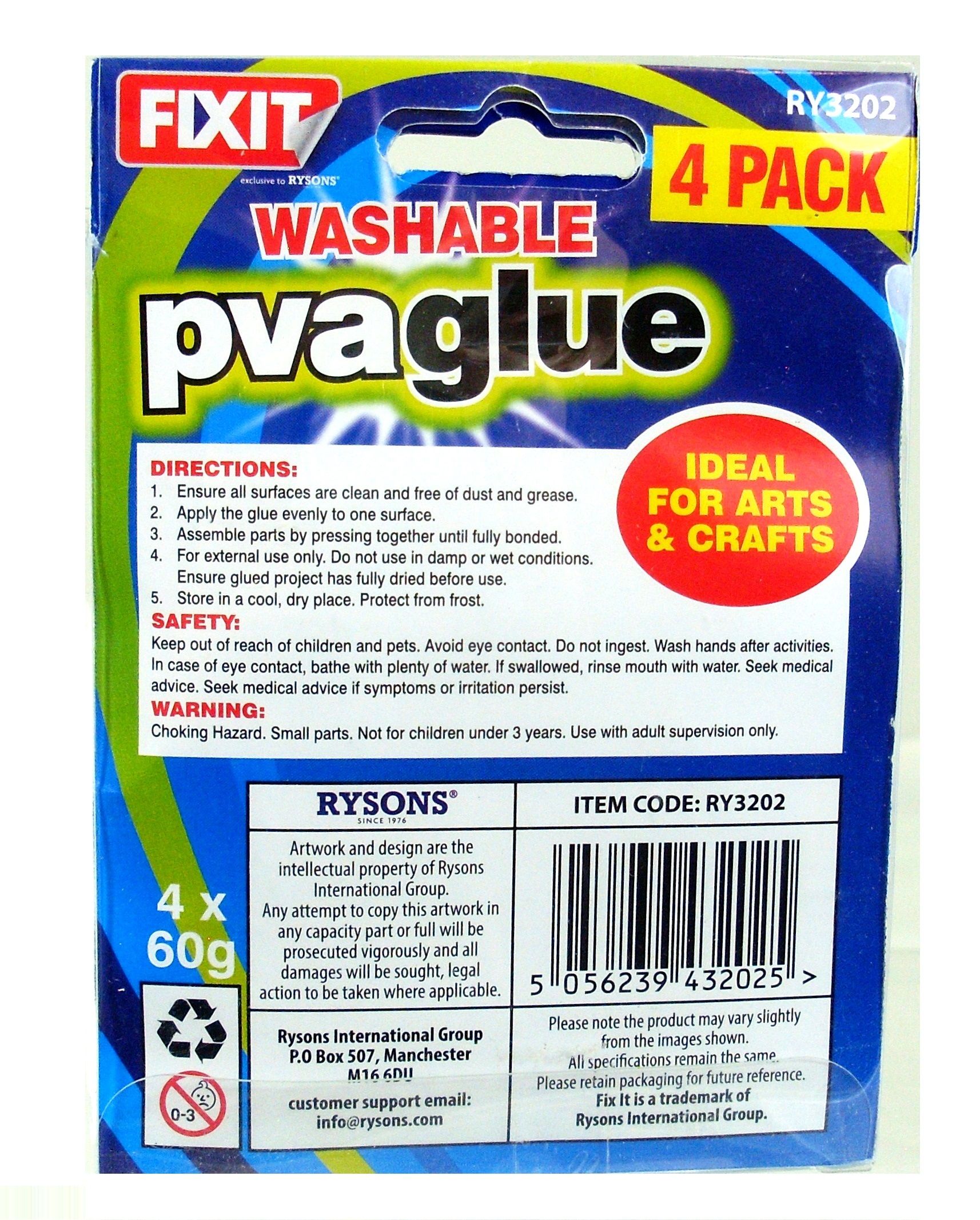 4x PVA Glue 60ml General Purpose Adhesive Paper Cardboard Wood Craft Home School