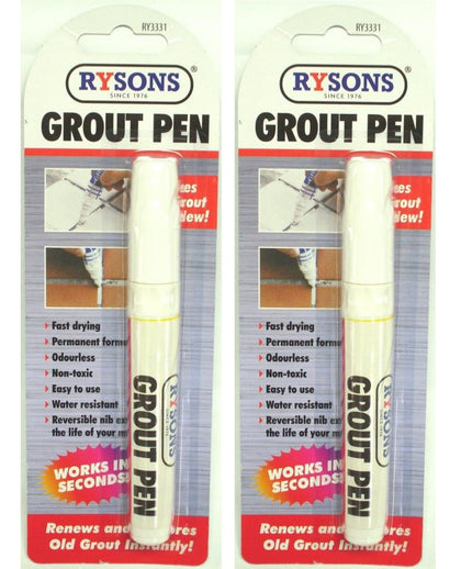 2 X White Whitening Grout Pen Restore Revives Kitchen Shower Bathroom Tile DIY