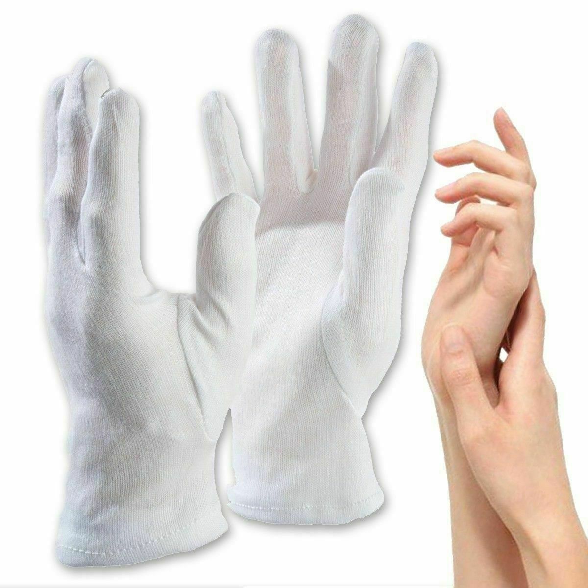 2 Pair Dermatological 100% Cotton Gloves Moisturising Hand Cream Dry Skin Eczema