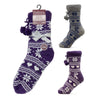 2 Pairs Foxbury Ladies Women Novelty Fairisle Super Soft Cosy Slipper Socks 4-7