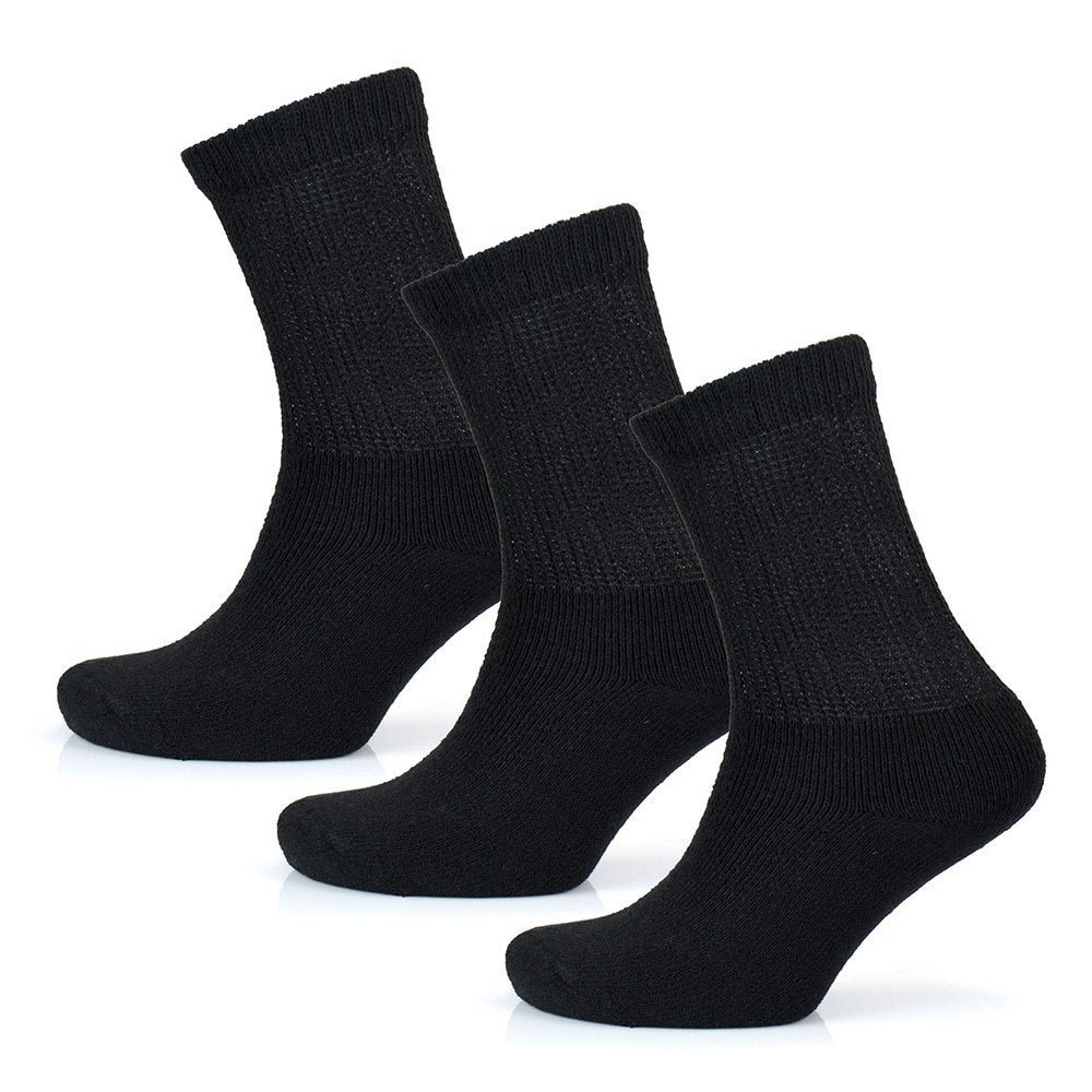 9 Pairs Foxbury Ladies Black Diabetic Socks Cotton Blend Lightly Elasticated Top