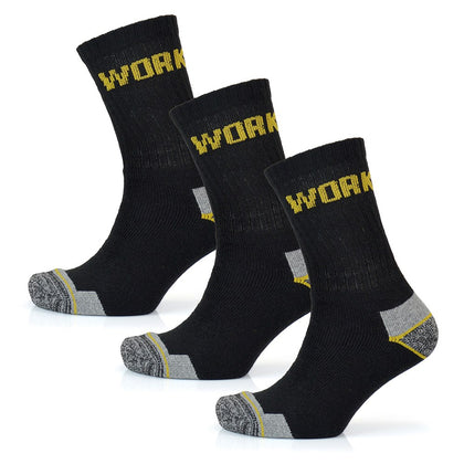 Men's Work Socks 3 Pairs Hard Wearing Heavy Duty Mega Cotton Worker Size 7-11