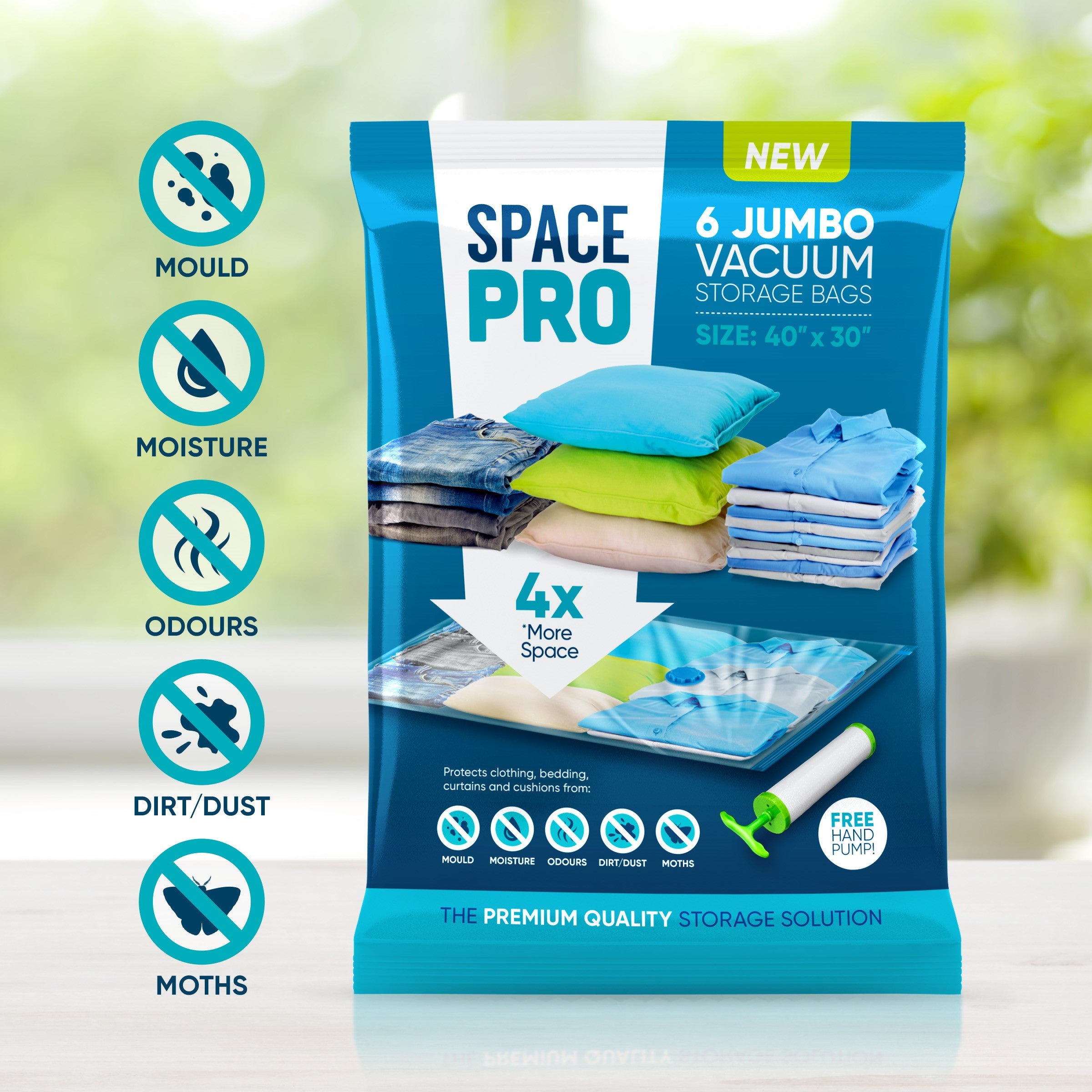 Space Pro 6 X Jumbo Vacuum Storage Bags for Duvets Blankets Bed Sheets Clothes