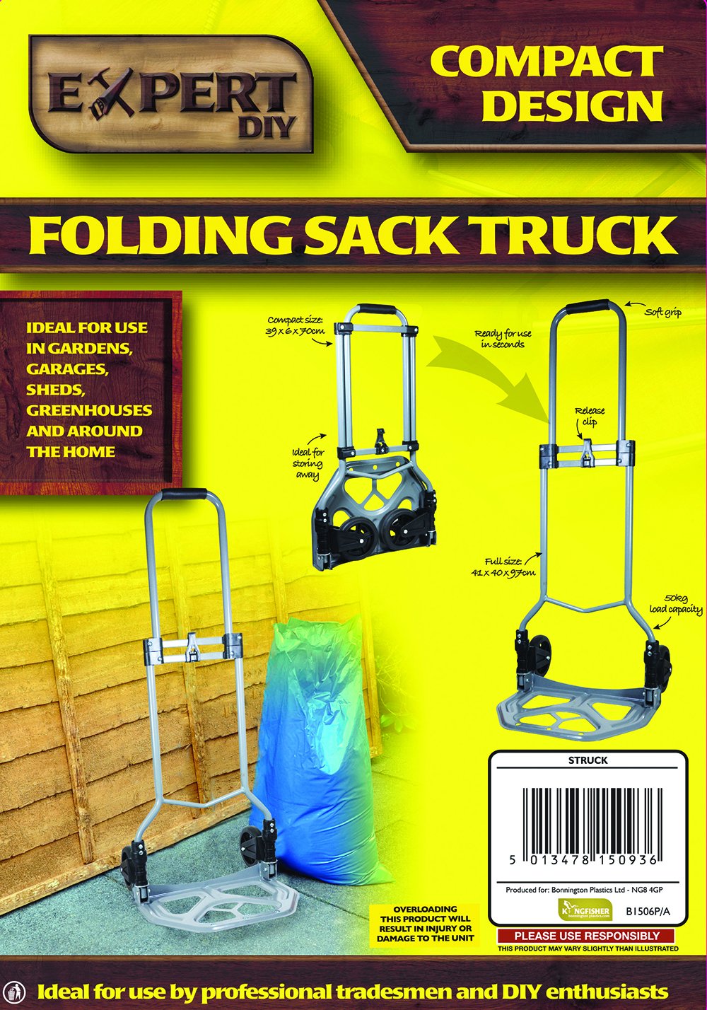 Heavy Duty Folding Foldable Hand Sack Truck Barrow Trolley Cart Wheel 50Kg