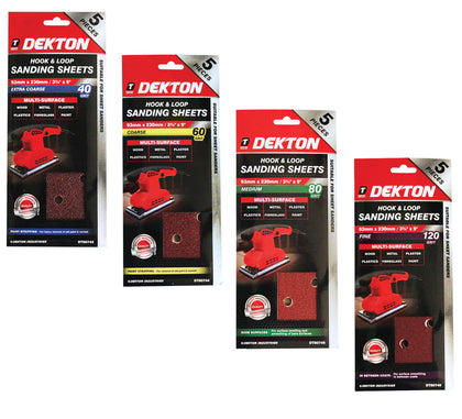 Dekton Quality Hook And Loop Sanding Sheets For Sheet Sanders 40 - 120 Grit