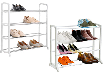 4 Tier 12 Pairs Shoe Rack Stand Storage Self Organiser Lightweight Compact Space