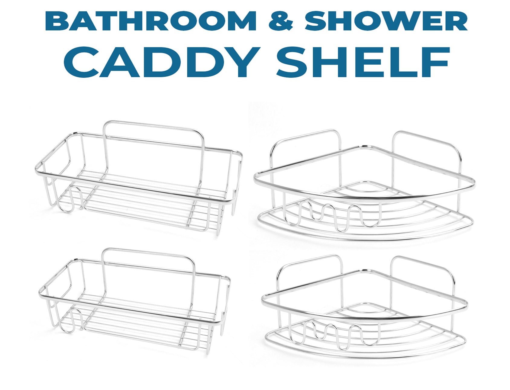 2x Shower Caddy Bathroom Suction Shelf Storage Shampoo Soap Holder No Drill