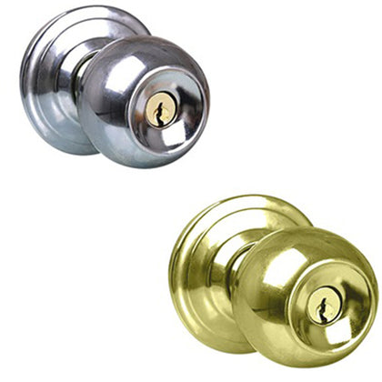 Door Knob Handle Entrance Lock Locking Key Steel Bathroom Bedroom + 3 Keys