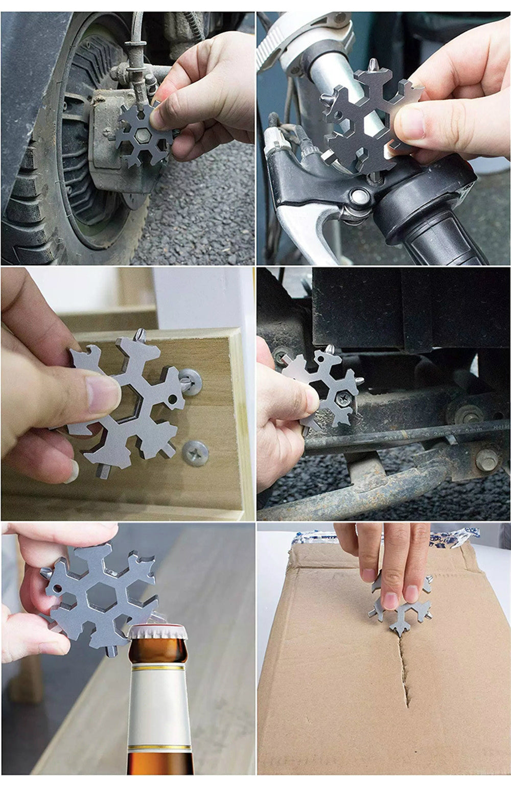 18 In 1 DIY Stainless Multi-Tool Portable Snowflake Shape Key Chain Screwdriver