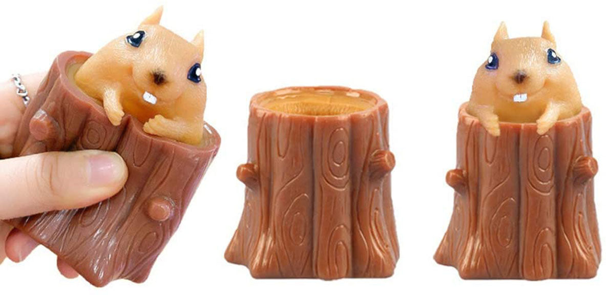 Squeeze Squirrel Cup Children's Funny Toys Evil Decompression Tree Stumps Fidget