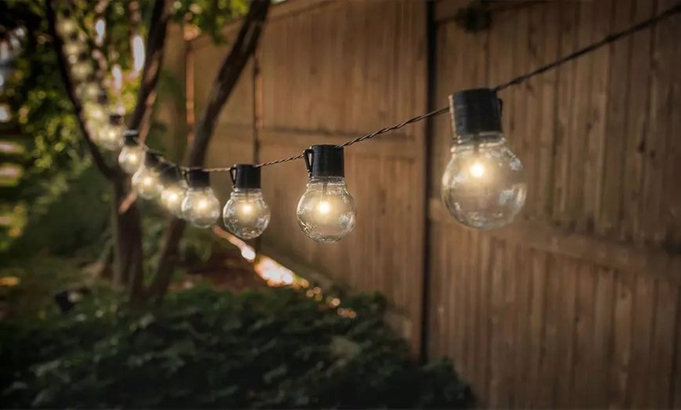 Solar-Powered Festoon String Light LED Retro Bulb Fairy Hanging Lamp Outdoor