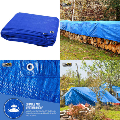 Heavy Duty Tarpaulin Cover Ground Sheet Waterproof Furniture Eyelet Tarp 4 Sizes