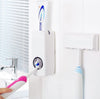 Automatic Toothpaste Dispenser + 5 Toothbrush Holder Stand Wall Mounted Bathroom