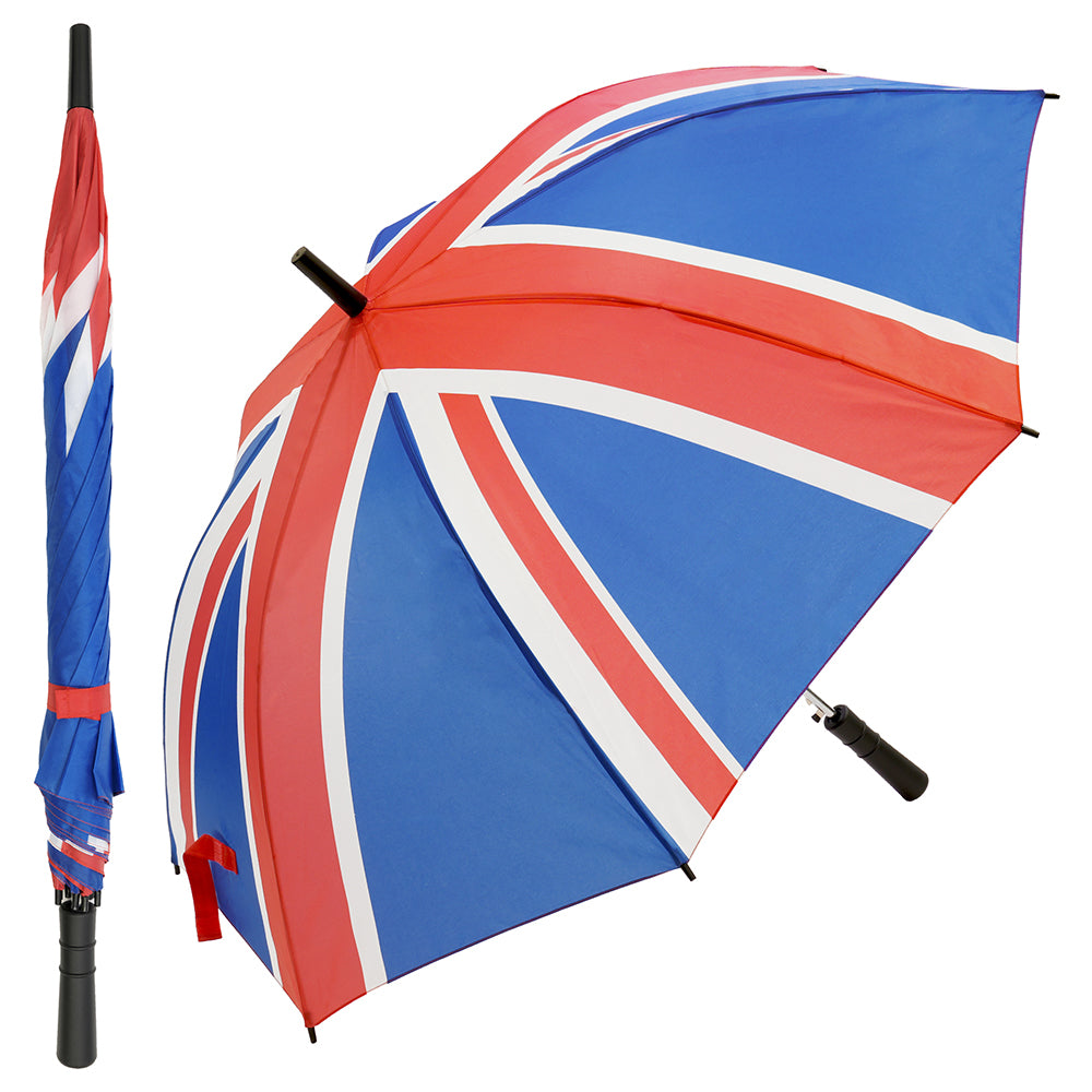 Coronation Umbrella Union Jack Red White Blue England British Flag King Charles