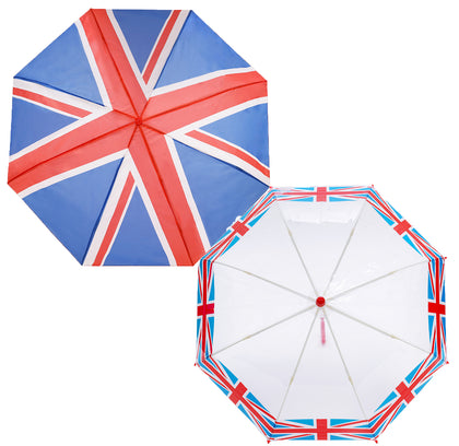 Coronation Umbrella Union Jack Red White Blue England British Flag King Charles