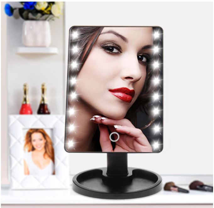 16 LED Touch Vanity Makeup Mirror Tabletop Cosmetic light 180° Rotation Tray UK